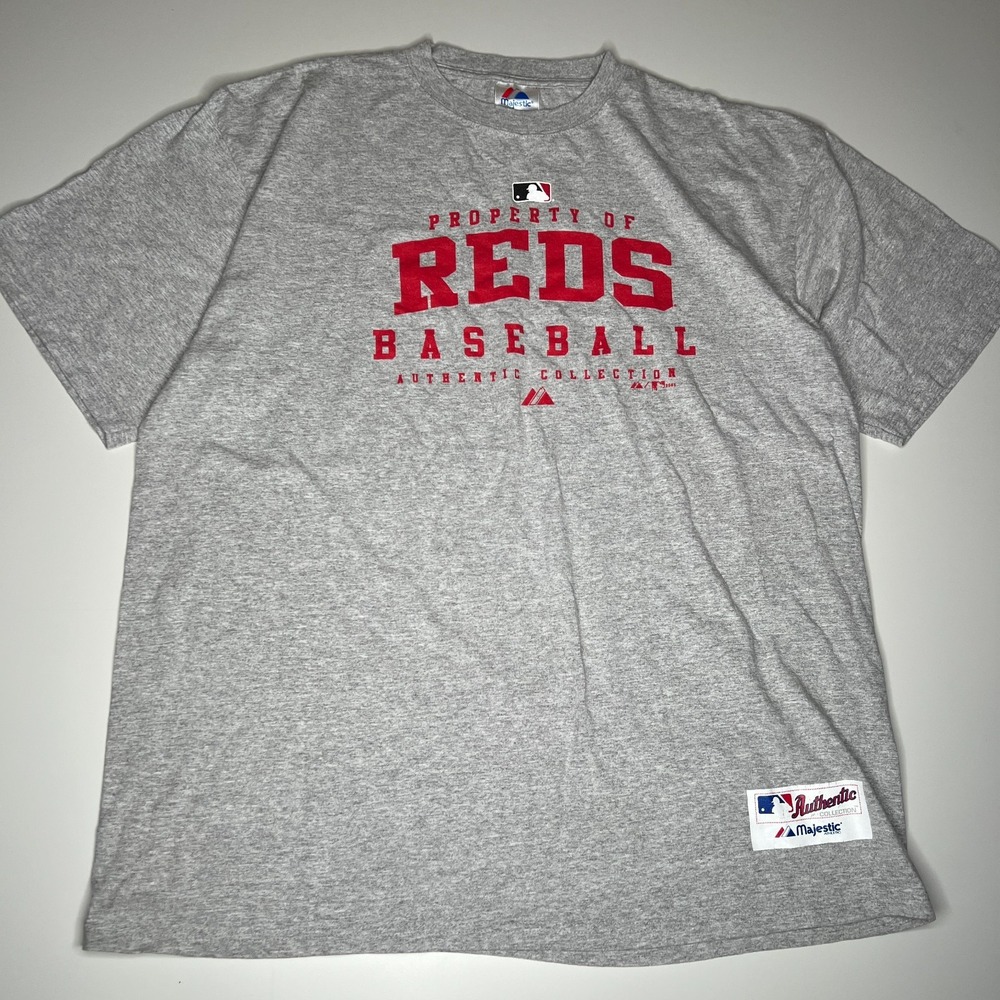 2005 Majestic Cincinnati Reds Baseball T-Shirt Men's XL Gray MLB Collection 00s